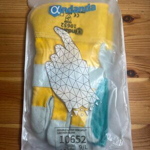 ANDANDA Leather Work Gloves, Double Layer Cow Split Leather, 100% Full Back Clot